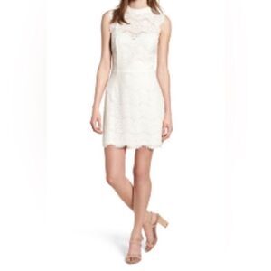 Love Fire Lace Mini Dress Womens S Open Back High Neck‎ Bodycon Fitted Cocktail